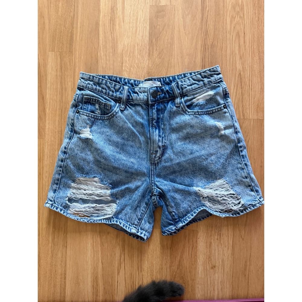 Hidden Jeans Women Light Acid Wash Distressed Denim Shorts High Waisted Size S